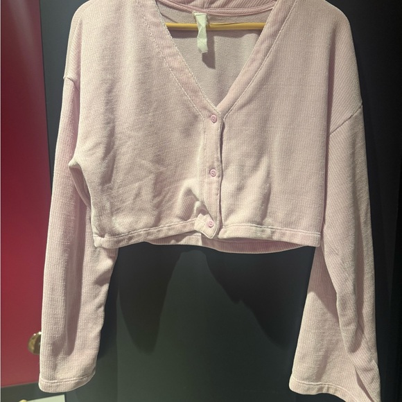 ALO Yoga sugarplum pink chenille cardigan loungewear top - Picture 4 of 6